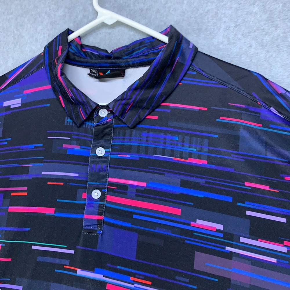 Yatta Golf Polo Mens XXL Black Glitch Print Performance Short Sleeve Shirt